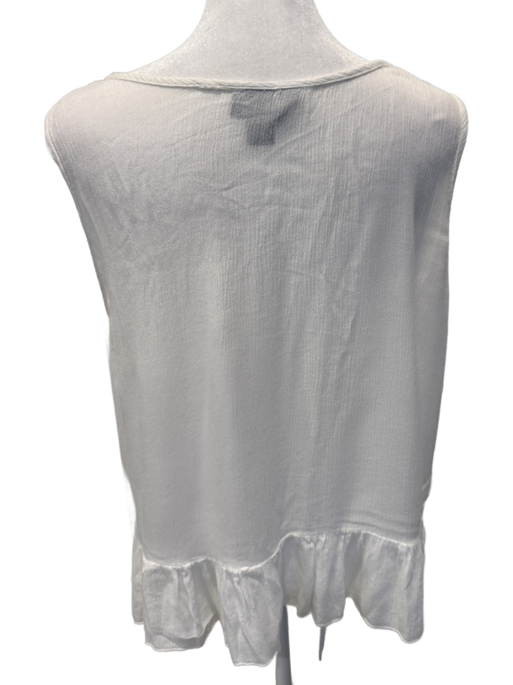 Fun & Flirt Embroidered Scoop Neck Rayon Tank Top - White with Neon Trim. Medium - Picture 3 of 7